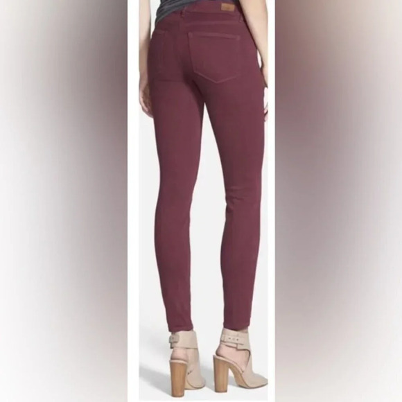 PAIGE Verdugo Ankle Jeans Maroon Solid Denim Mid Rise Sz 31 - Picture 1 of 12